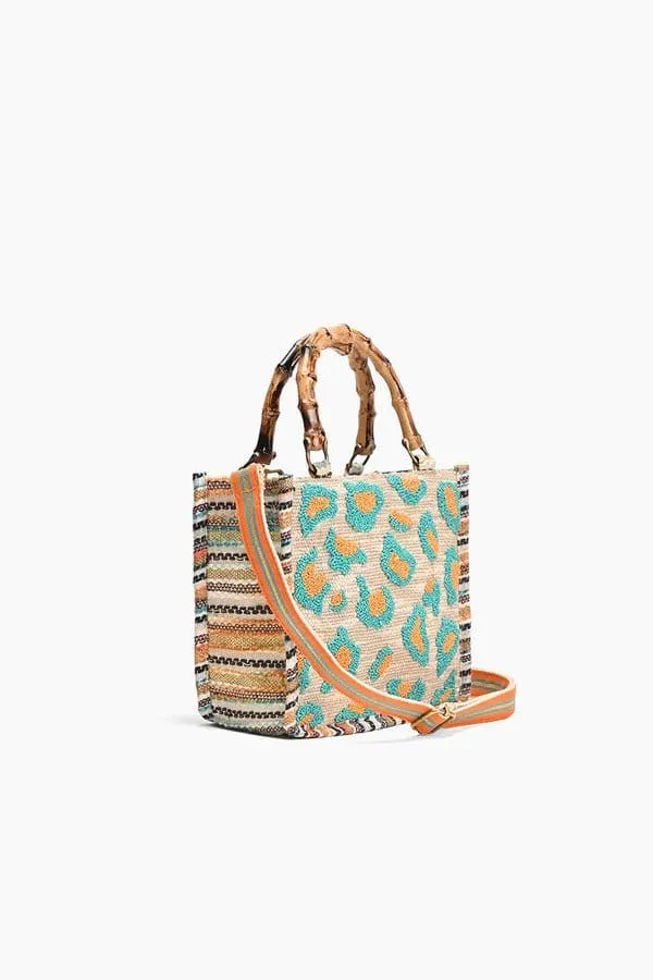 AB23-727 Wild Leopard Bamboo Handle Tote