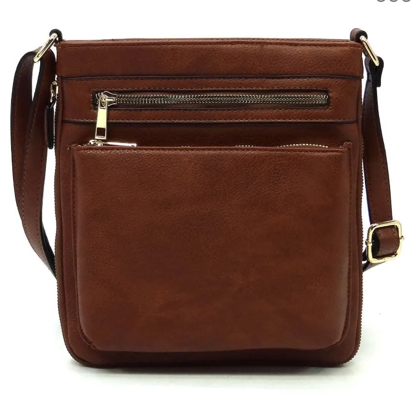 AD1238 Front Zippered Crossbody Bag