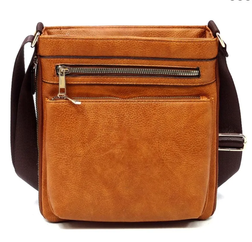 AD1238 Front Zippered Crossbody Bag