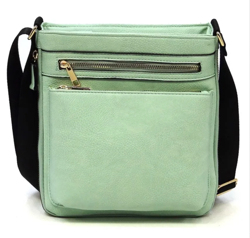 AD1238 Front Zippered Crossbody Bag