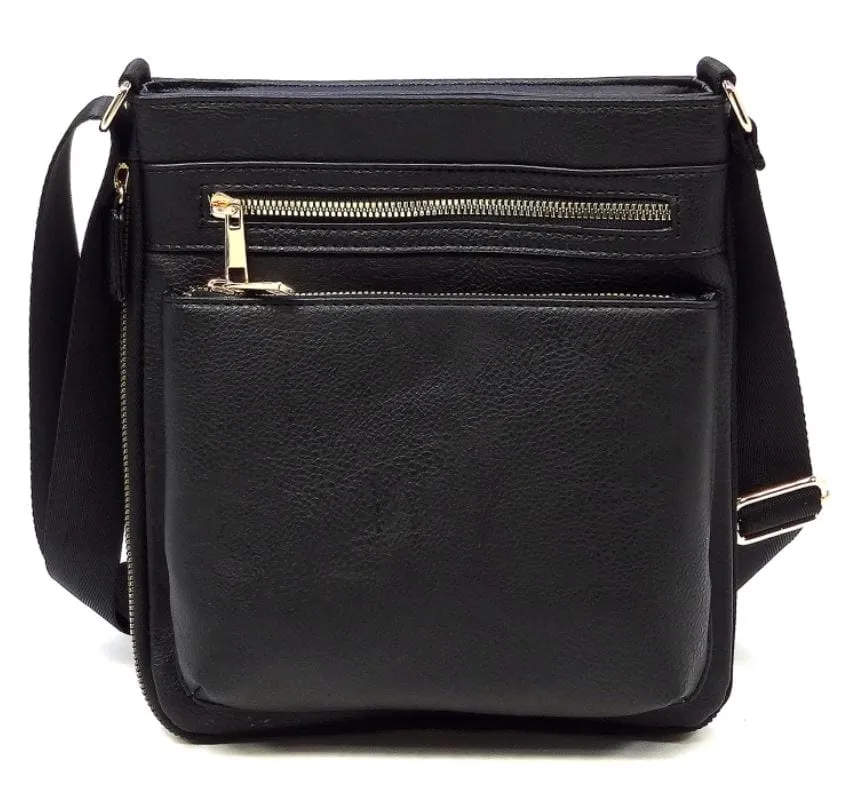 AD1238 Front Zippered Crossbody Bag