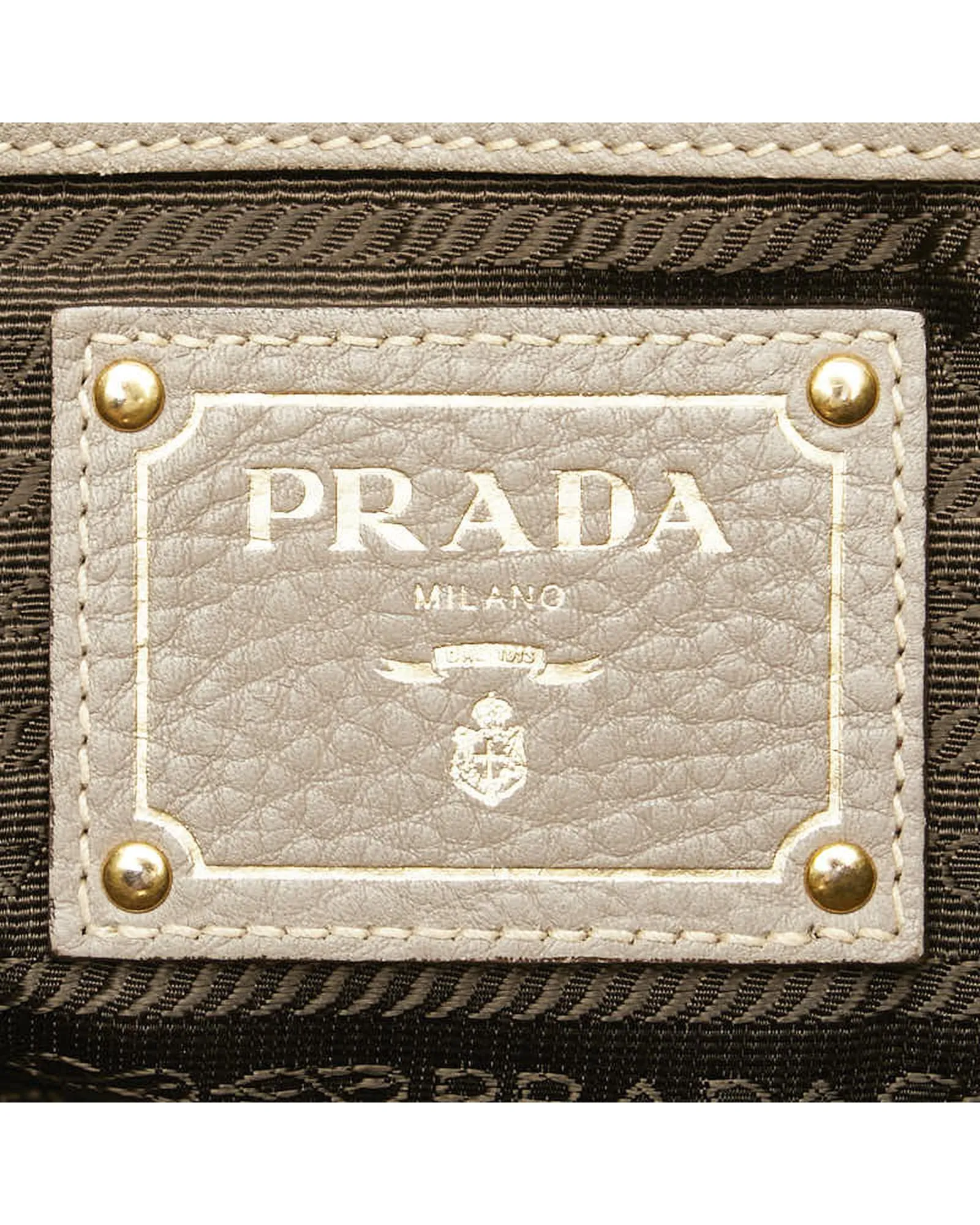 Authentic Grey Leather Tote Bag by Prada