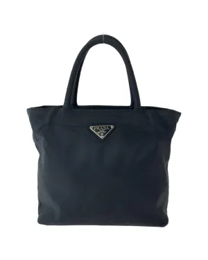 Authentic Prada Black Nylon Triangle Logo Tote Bag - Very Good Condition