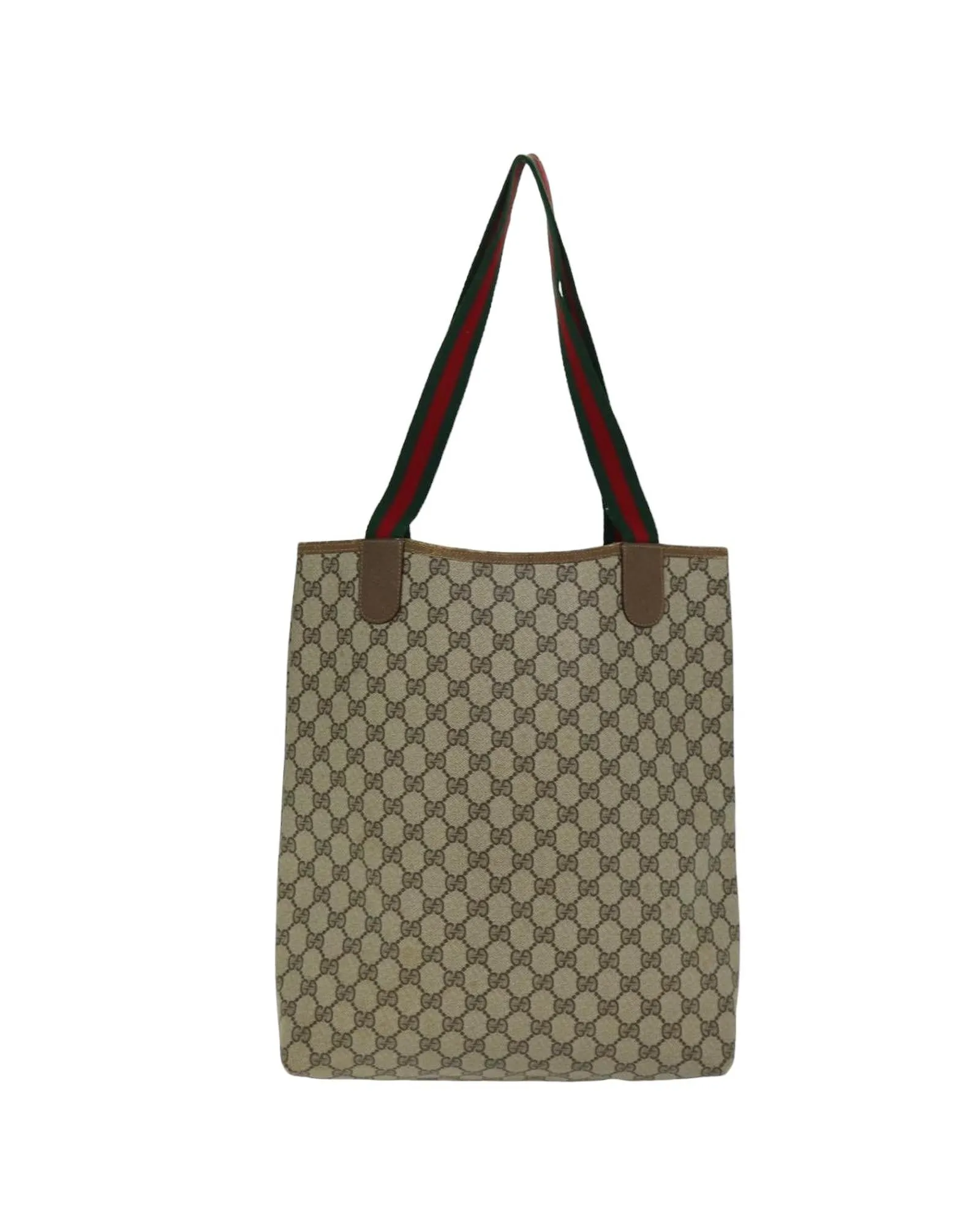 Beige and Red GG Supreme Tote Bag with Web Detailing