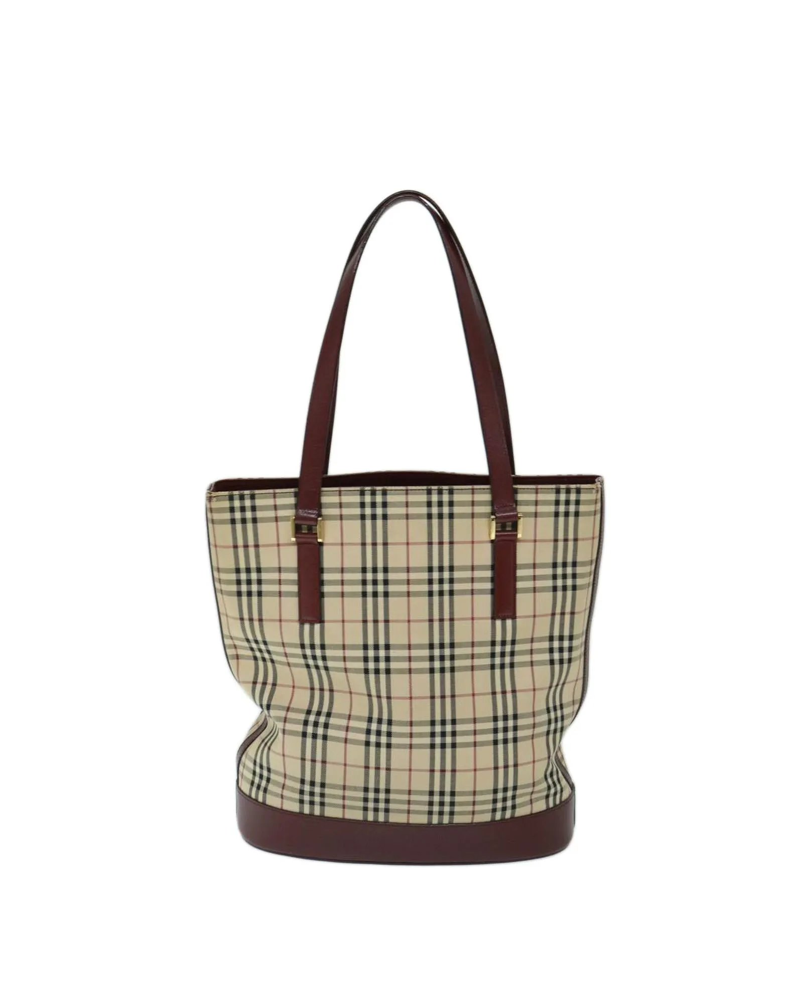 Beige Canvas Tote Bag with Nova Check Design - C Rank