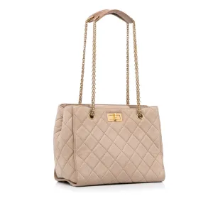 Beige Chanel Reissue Caviar Chain Tote Bag