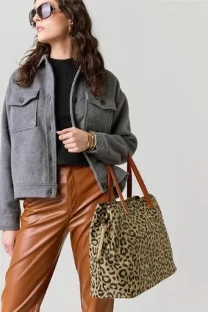 BGA84850 Three Compartment Leopard Tote