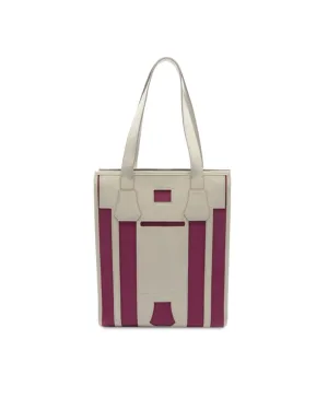 Canvas and Leather Tote Bag with Flat Straps and Open Top