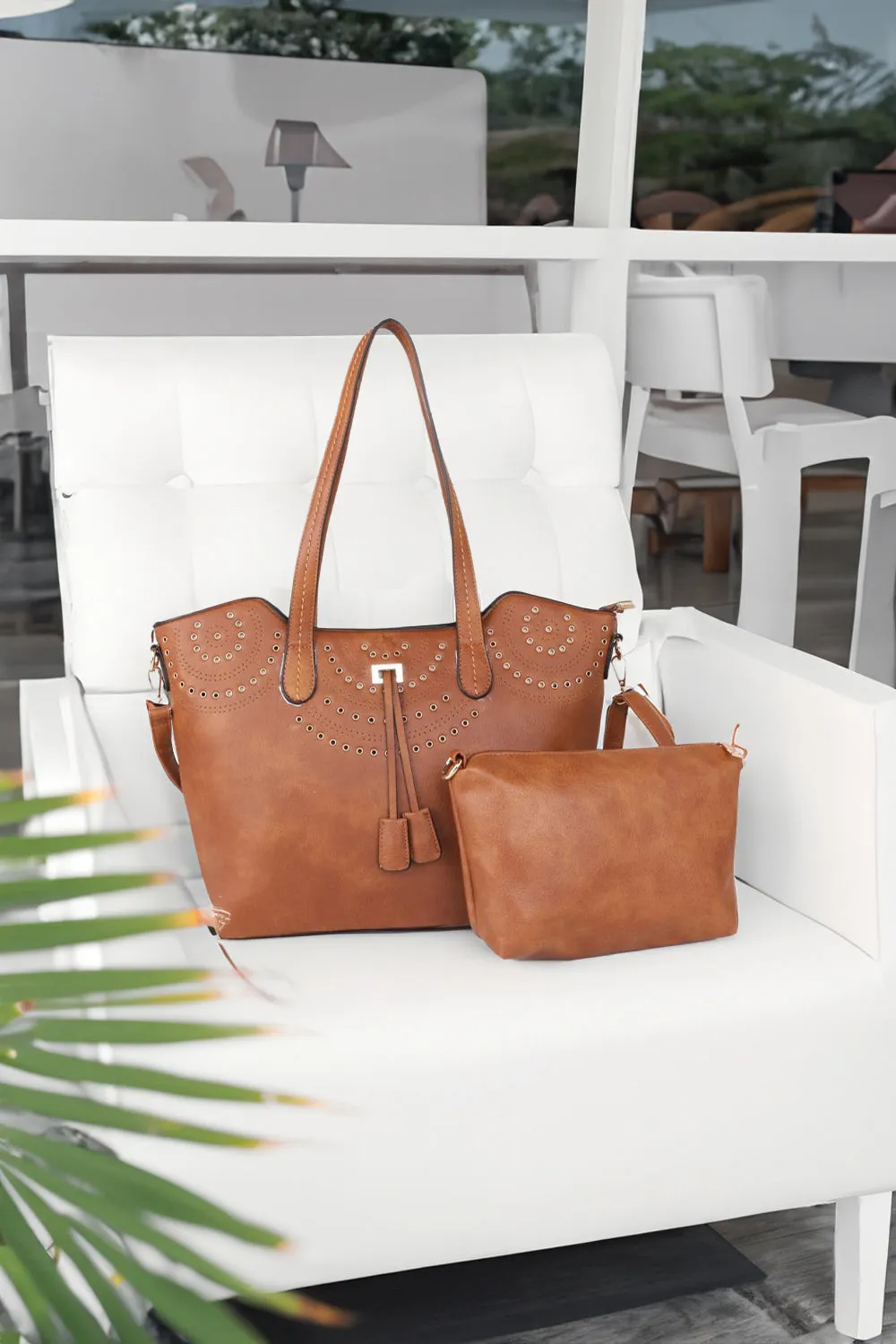 Carson Tote Bag & Clutch - Brown