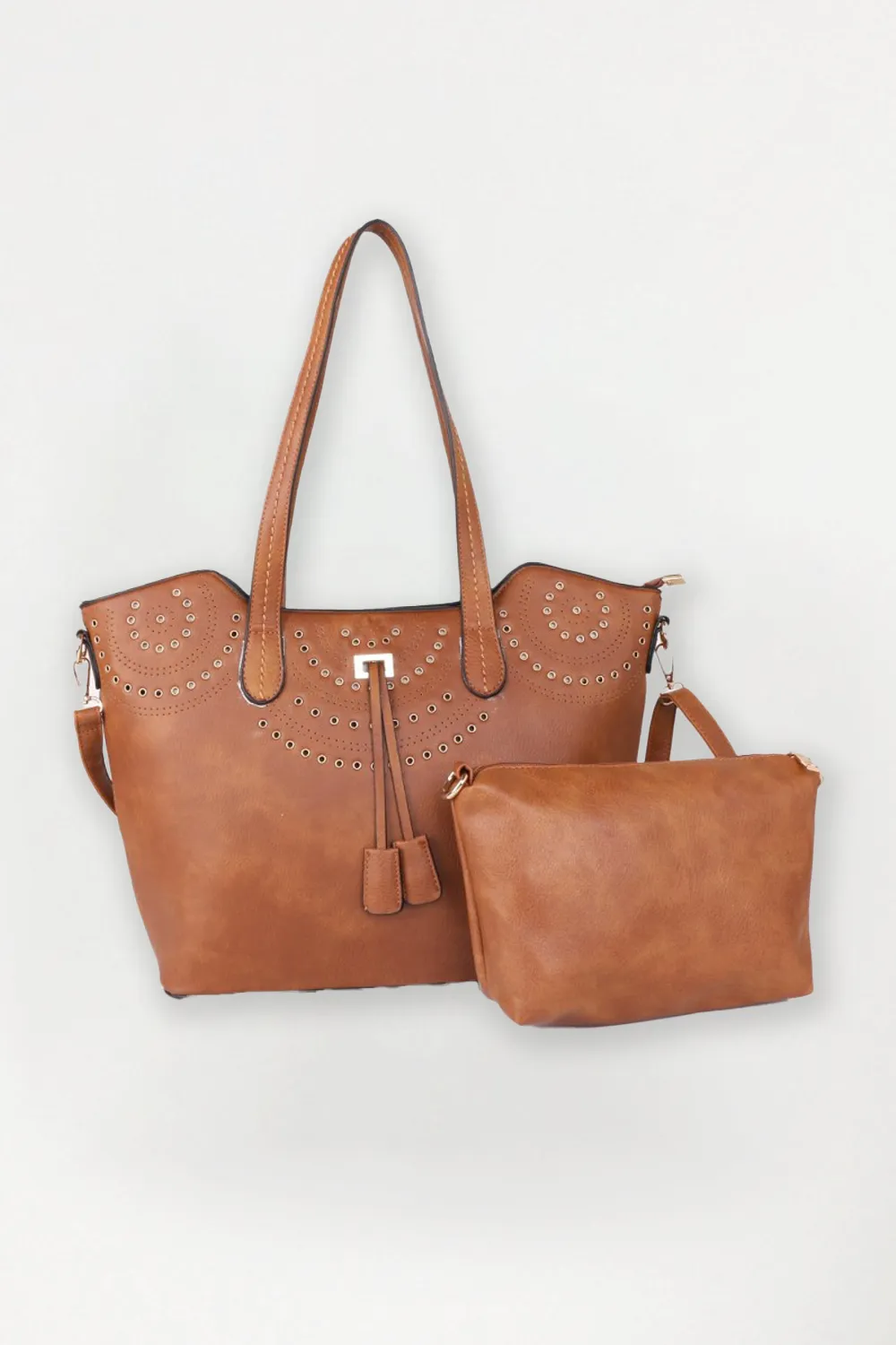 Carson Tote Bag & Clutch - Brown