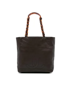 Caviar Leather Chain Strap Tote Bag