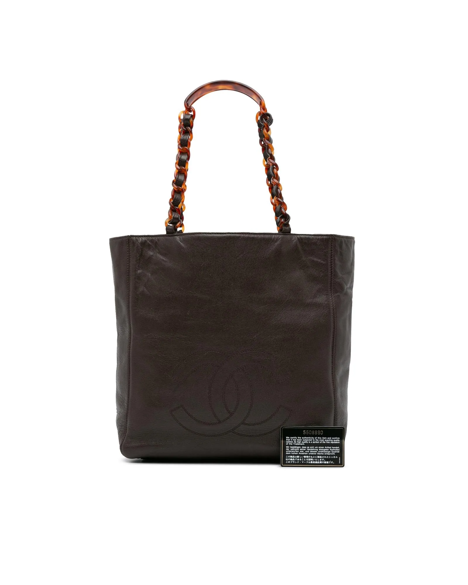 Caviar Leather Chain Strap Tote Bag