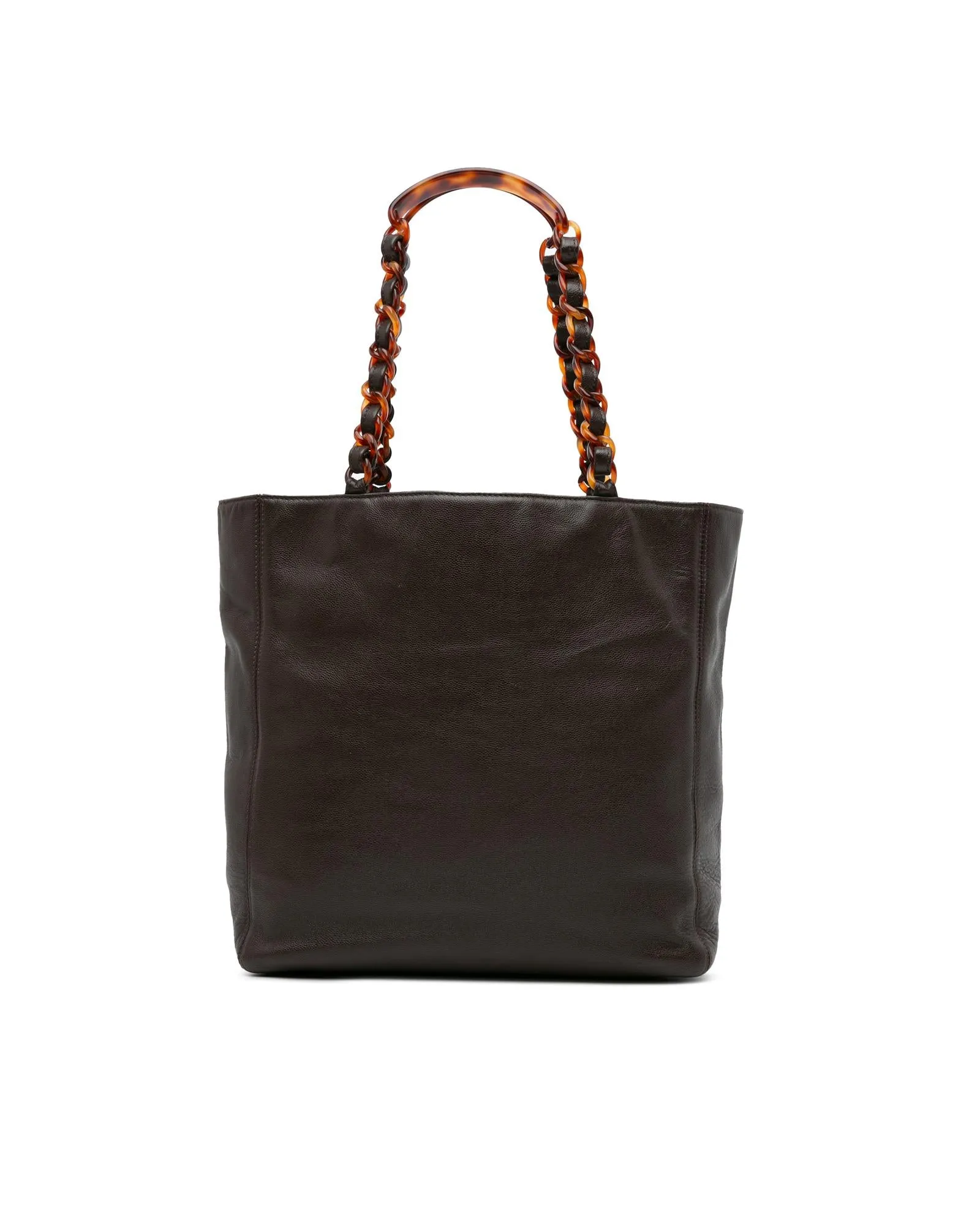 Caviar Leather Chain Strap Tote Bag