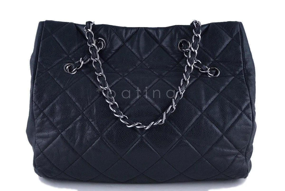 Chanel Black Brilliant CC Soft Caviar Cells Quilted Shopper Tote Bag