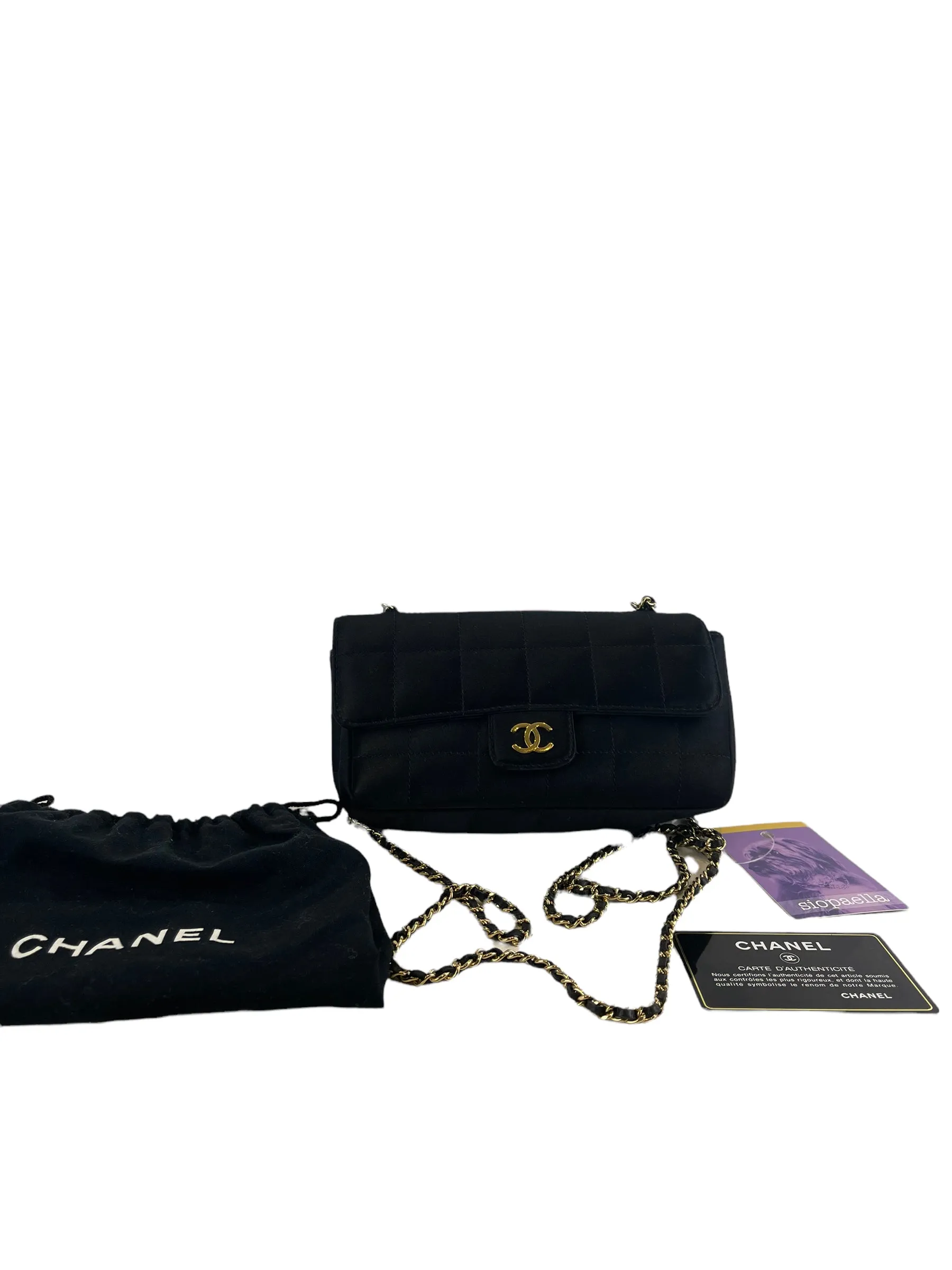 Chanel Black Satin Mini Flap Crossbody