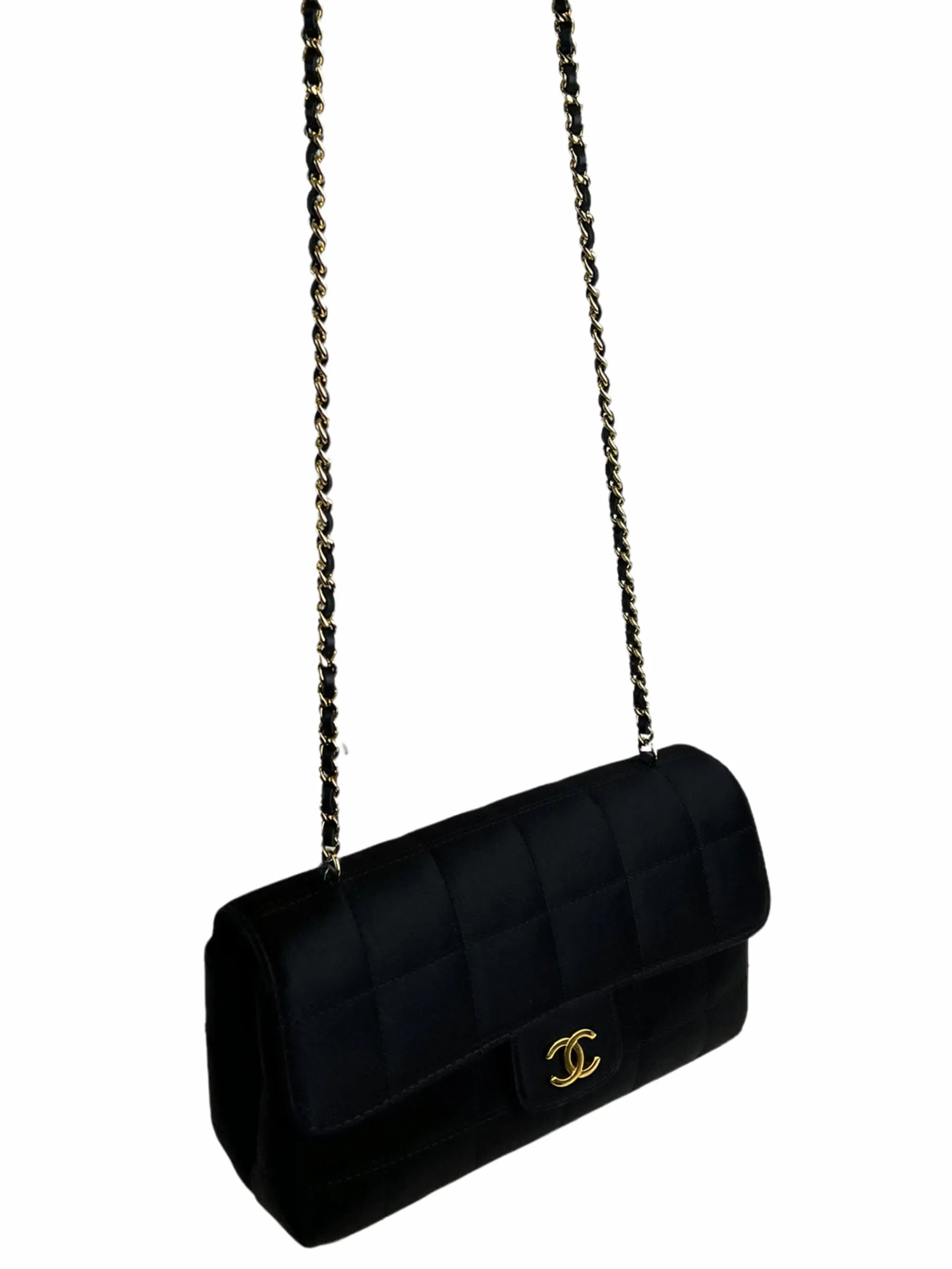 Chanel Black Satin Mini Flap Crossbody