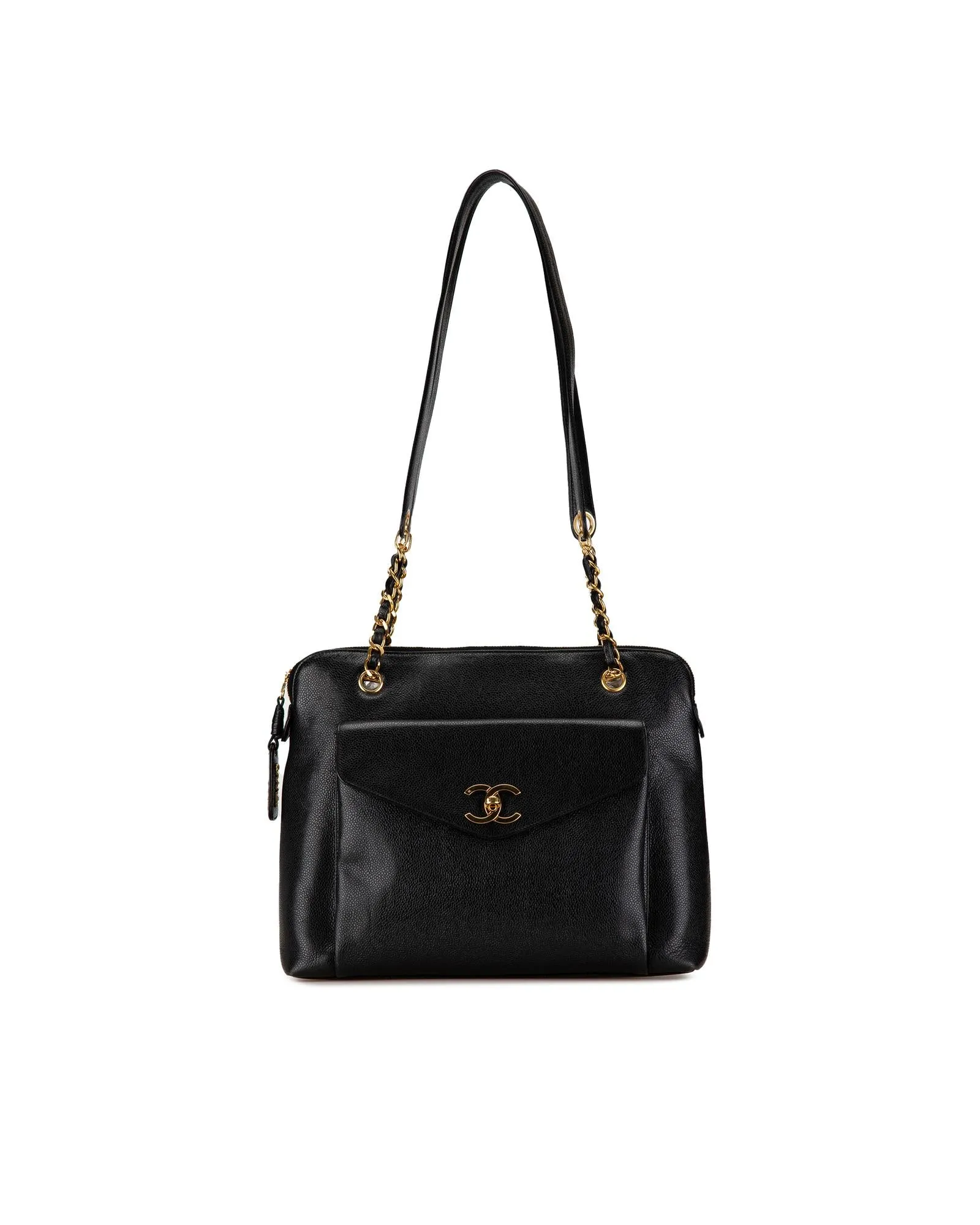 Chanel Classic Double Flap Medium Tote Bag Black Caviar Leather