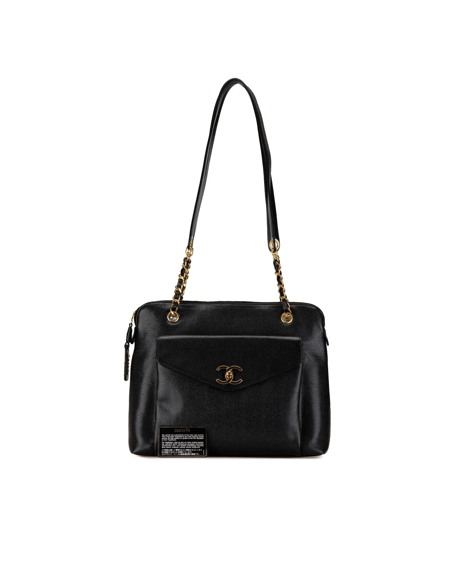 Chanel Classic Double Flap Medium Tote Bag Black Caviar Leather