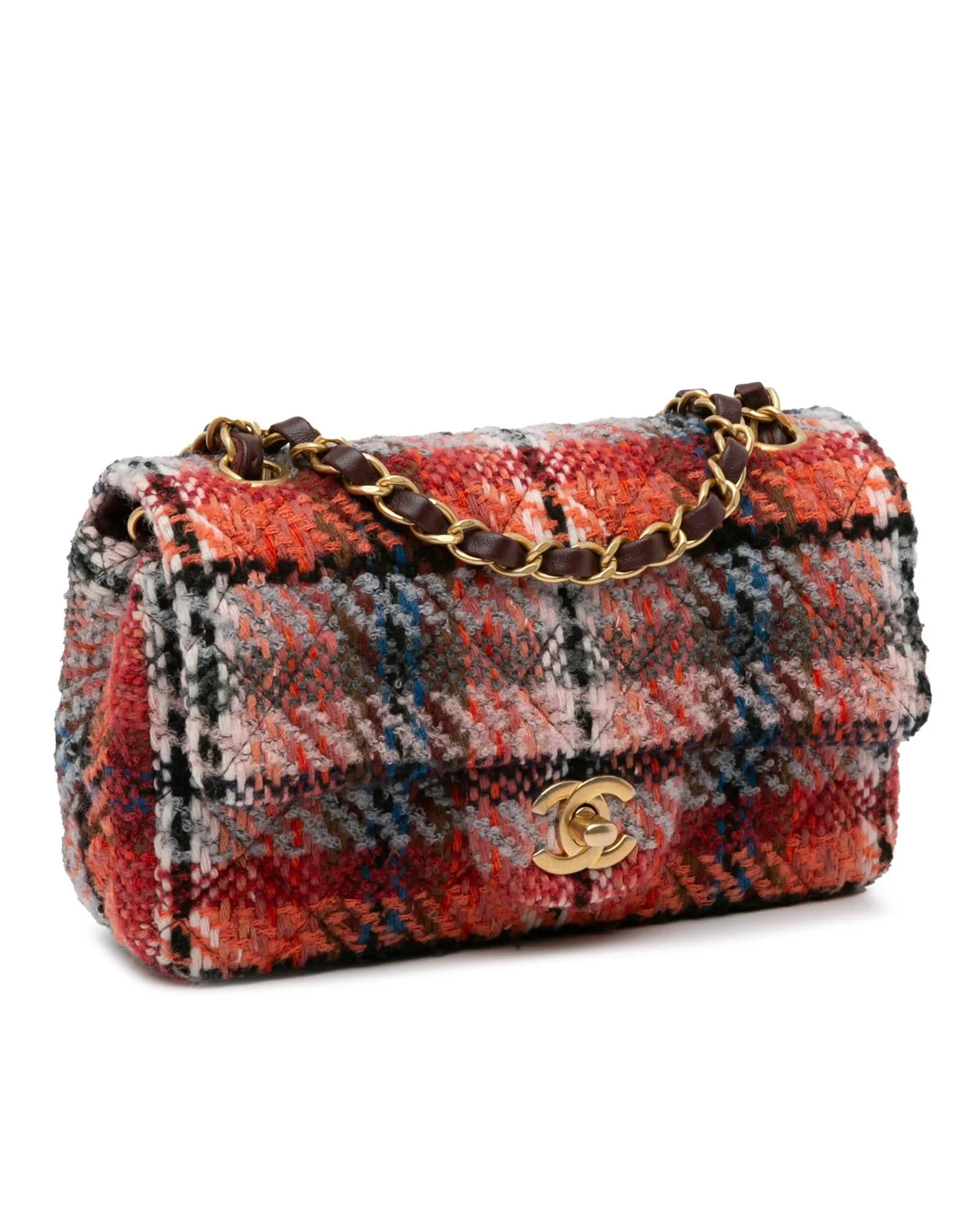 Chanel Classic Double Flap Mini Shoulder Bag in Multicolor Tweed