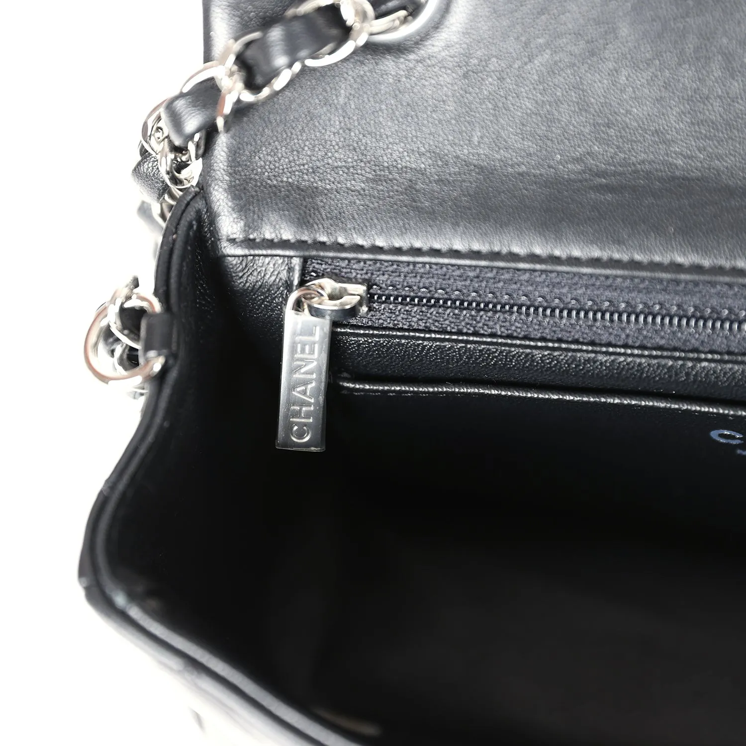 Chanel Mini Classic Rectangular Flap Bag Black Lambskin Silver Hardware