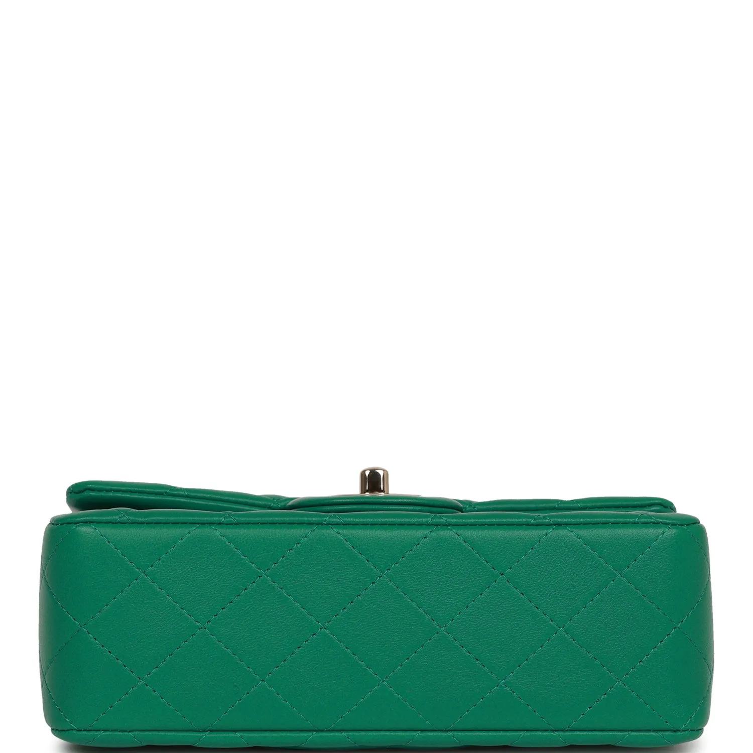 Chanel Mini Rectangular Flap with Top Handle Green Lambskin Light Gold Hardware