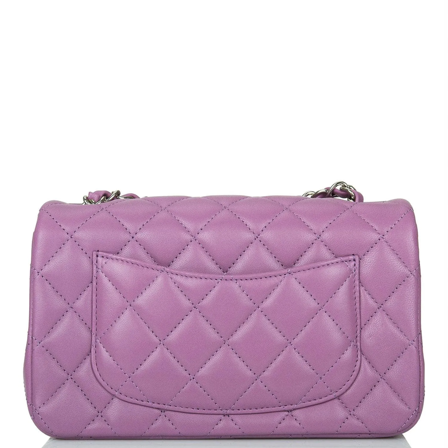 Chanel Purple Quilted Lambskin Rectangular Mini Classic Flap Bag Silver Hardware