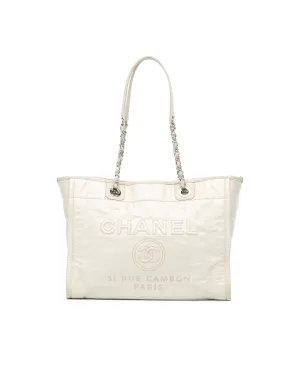 Chanel White Quilted Leather Tote Bag