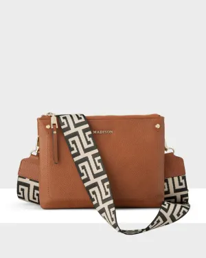 Charlotte Double Zip Crossbody Bag   Graphic Bag Strap