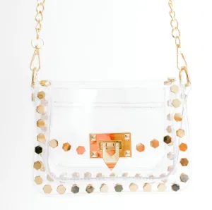 Clear Handbag with Gold Hexagon Studs