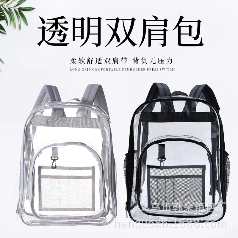 deanwangkt Cross-Border  Environmental Protection PVC Transparent Backpack Fashion Waterproof Student Schoolbag Transparent Bag Gel Bag