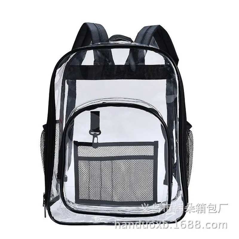 deanwangkt Cross-Border  Environmental Protection PVC Transparent Backpack Fashion Waterproof Student Schoolbag Transparent Bag Gel Bag