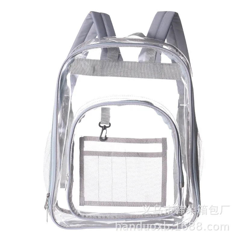 deanwangkt Cross-Border  Environmental Protection PVC Transparent Backpack Fashion Waterproof Student Schoolbag Transparent Bag Gel Bag