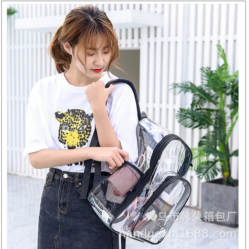 deanwangkt Cross-Border  Environmental Protection PVC Transparent Backpack Fashion Waterproof Student Schoolbag Transparent Bag Gel Bag