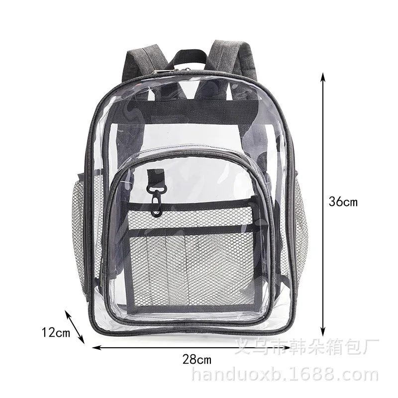 deanwangkt Cross-Border  Environmental Protection PVC Transparent Backpack Fashion Waterproof Student Schoolbag Transparent Bag Gel Bag