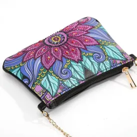 DIY Flower Special Shape Diamond Painting Leather Clutch Chain Shoulder Bag