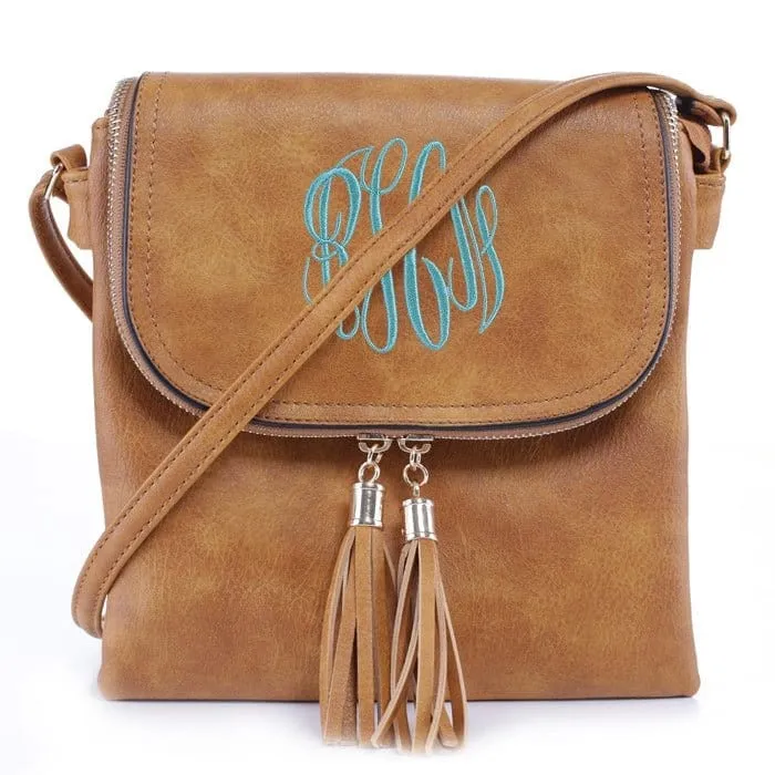 DJ96152 BJ6152 Monogrammable Flap-over Two Compartment Crossbody With Tassels