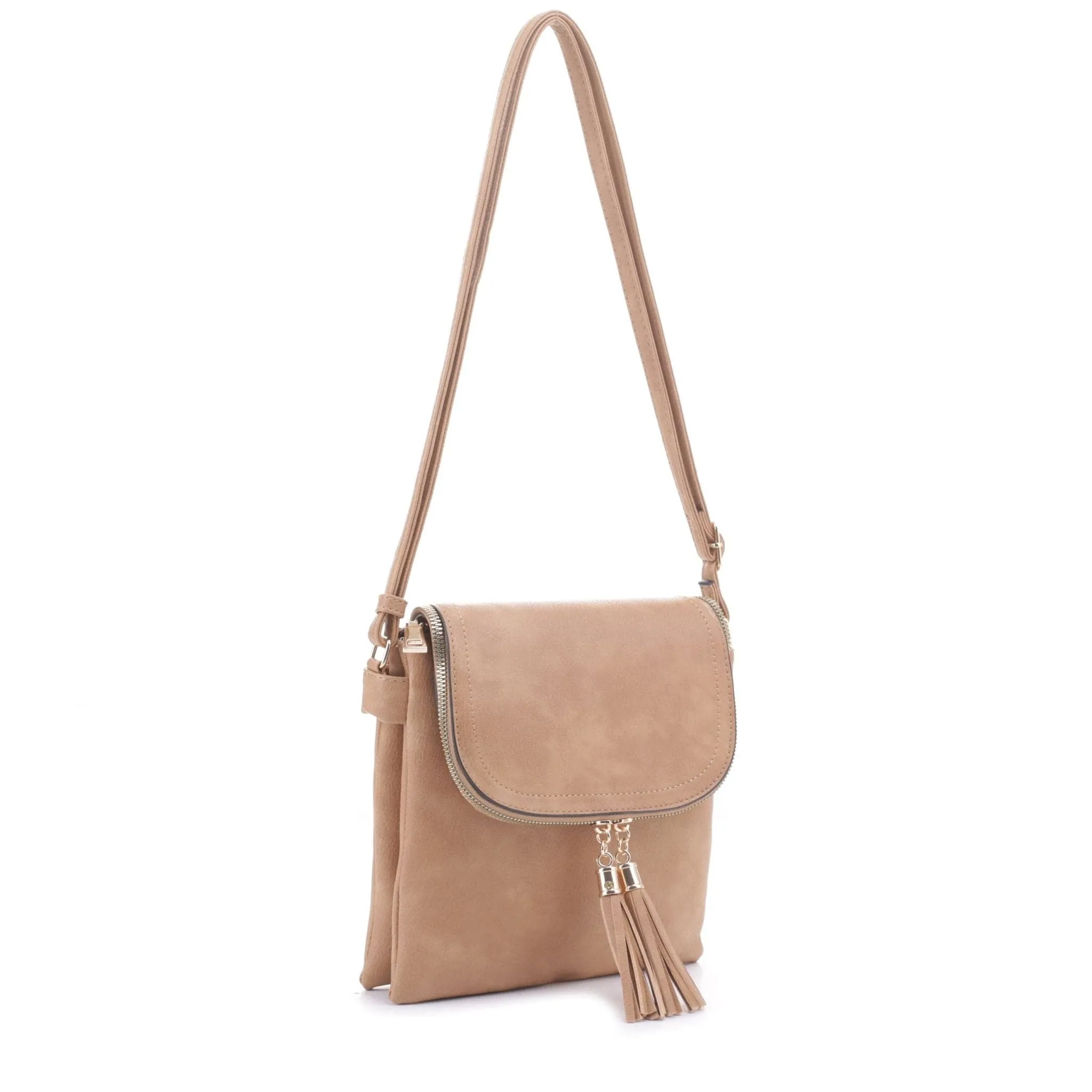 DJ96152 BJ6152 Monogrammable Flap-over Two Compartment Crossbody With Tassels