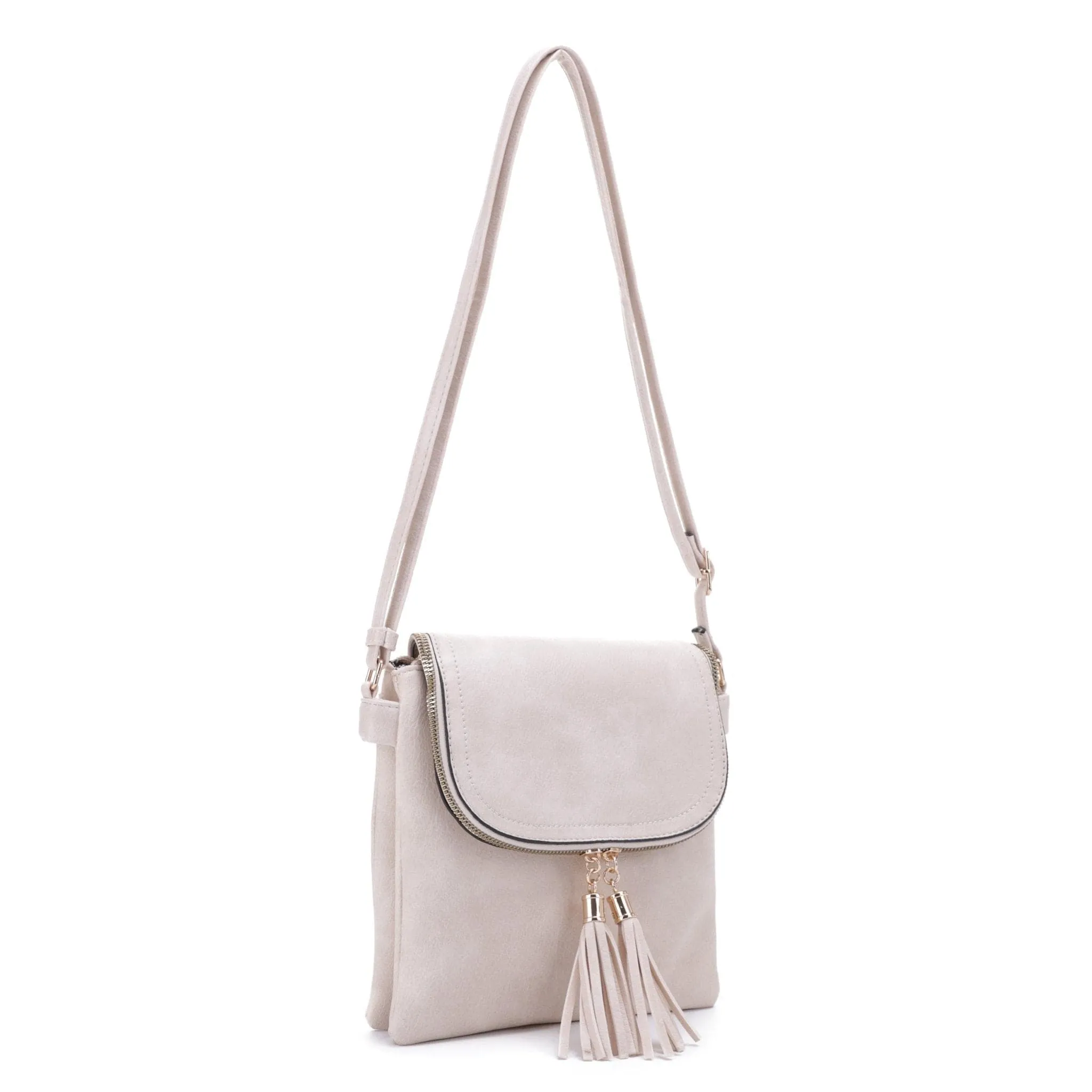 DJ96152 BJ6152 Monogrammable Flap-over Two Compartment Crossbody With Tassels