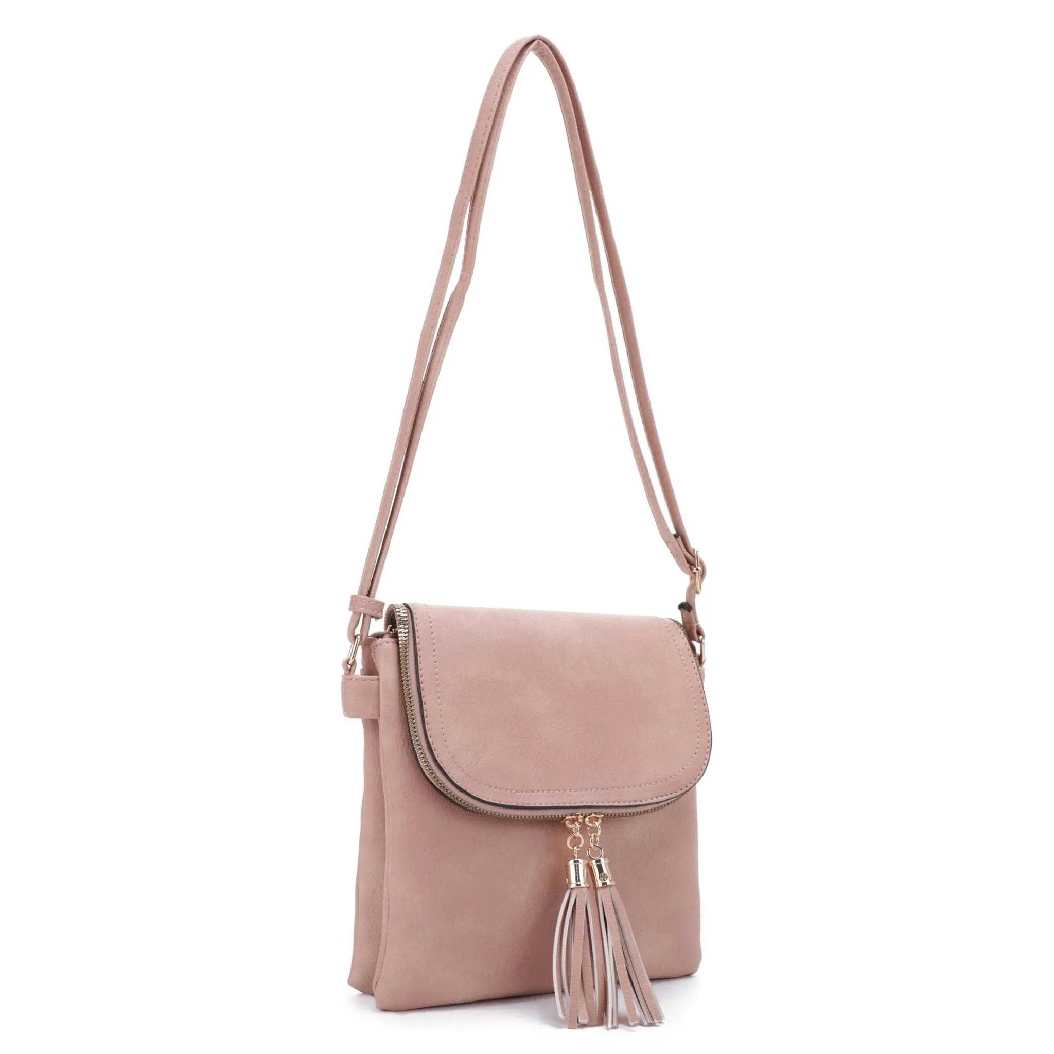 DJ96152 BJ6152 Monogrammable Flap-over Two Compartment Crossbody With Tassels