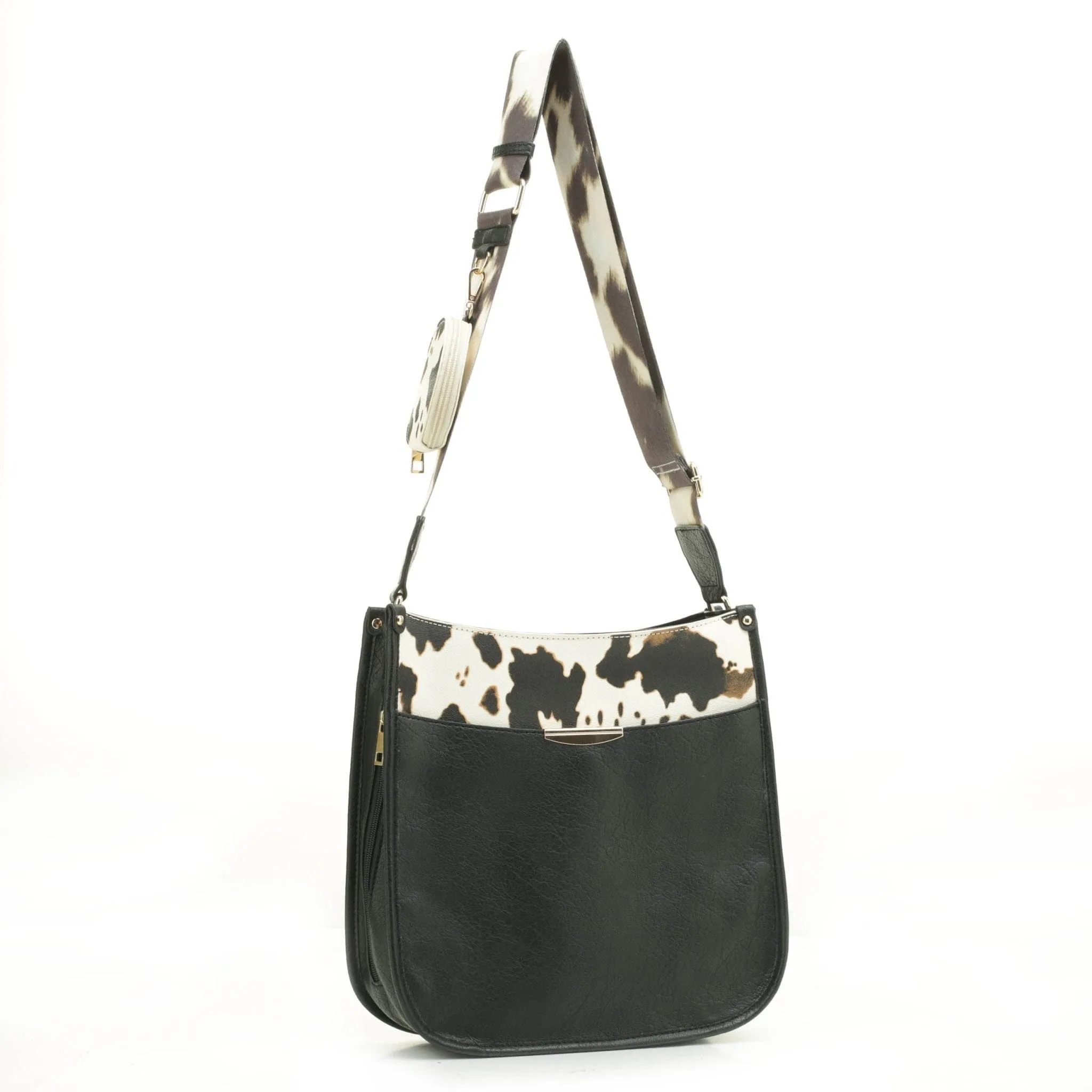 DS97160U2-6 Plain Cow Printed 2 in 1 Messenger Crossbody Bag