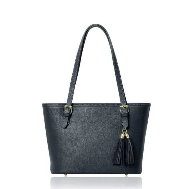 Fabucci Navy Leather Tote Handbag