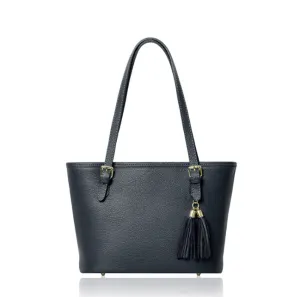 Fabucci Navy Leather Tote Handbag