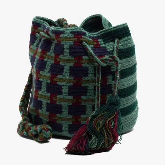 Handmade Small Crossbody Wayuu Teal & Wine