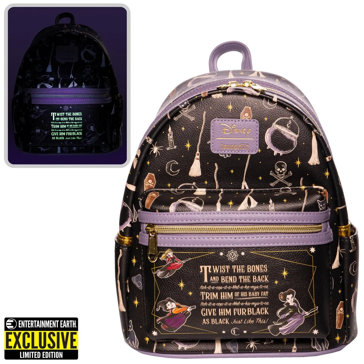 Hocus Pocus Glow-in-the-Dark Spell Mini-Backpack - Entertainment Earth Exclusive