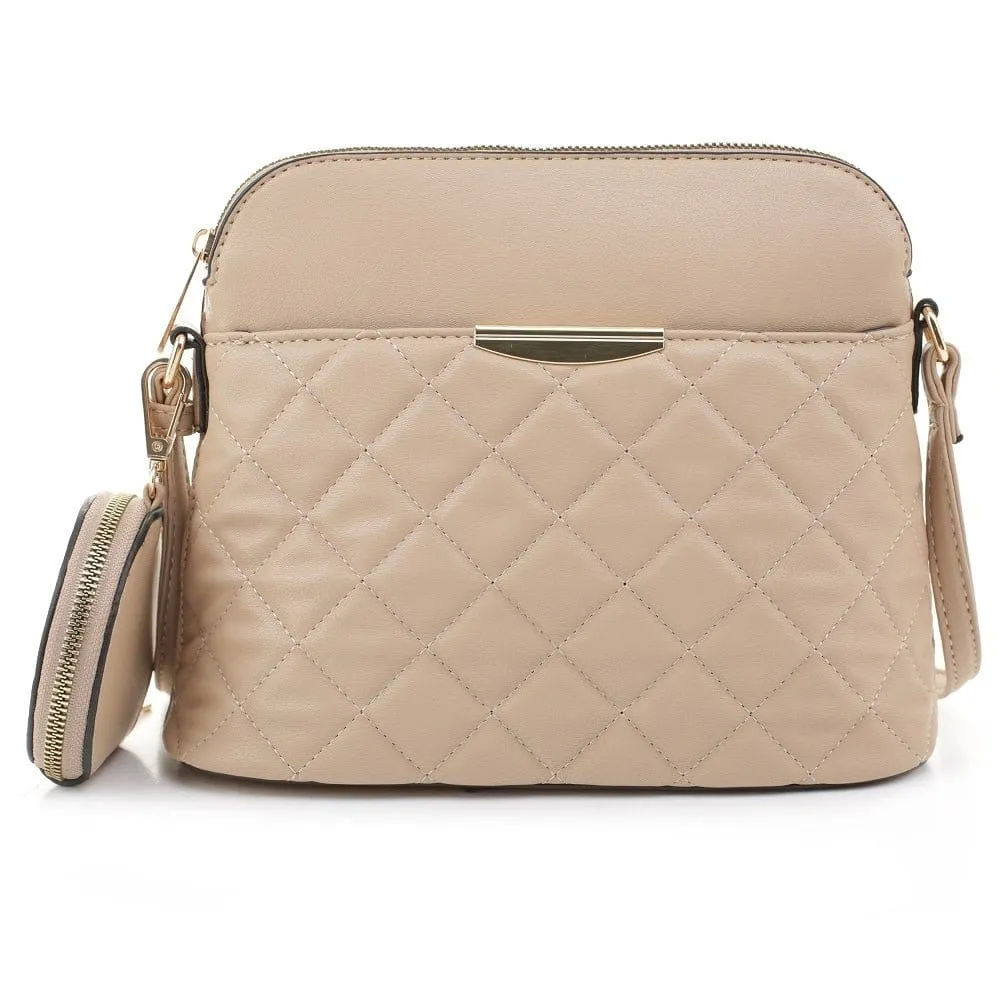 HY5314QS Quilted Front Dome Crossbody w/ Earbud Case