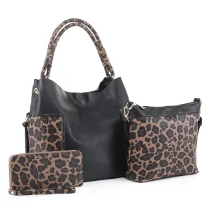 LF6196LT Cheetah Print Handle 3-in-1 Shoulder Bag/Crossbody/Wallet