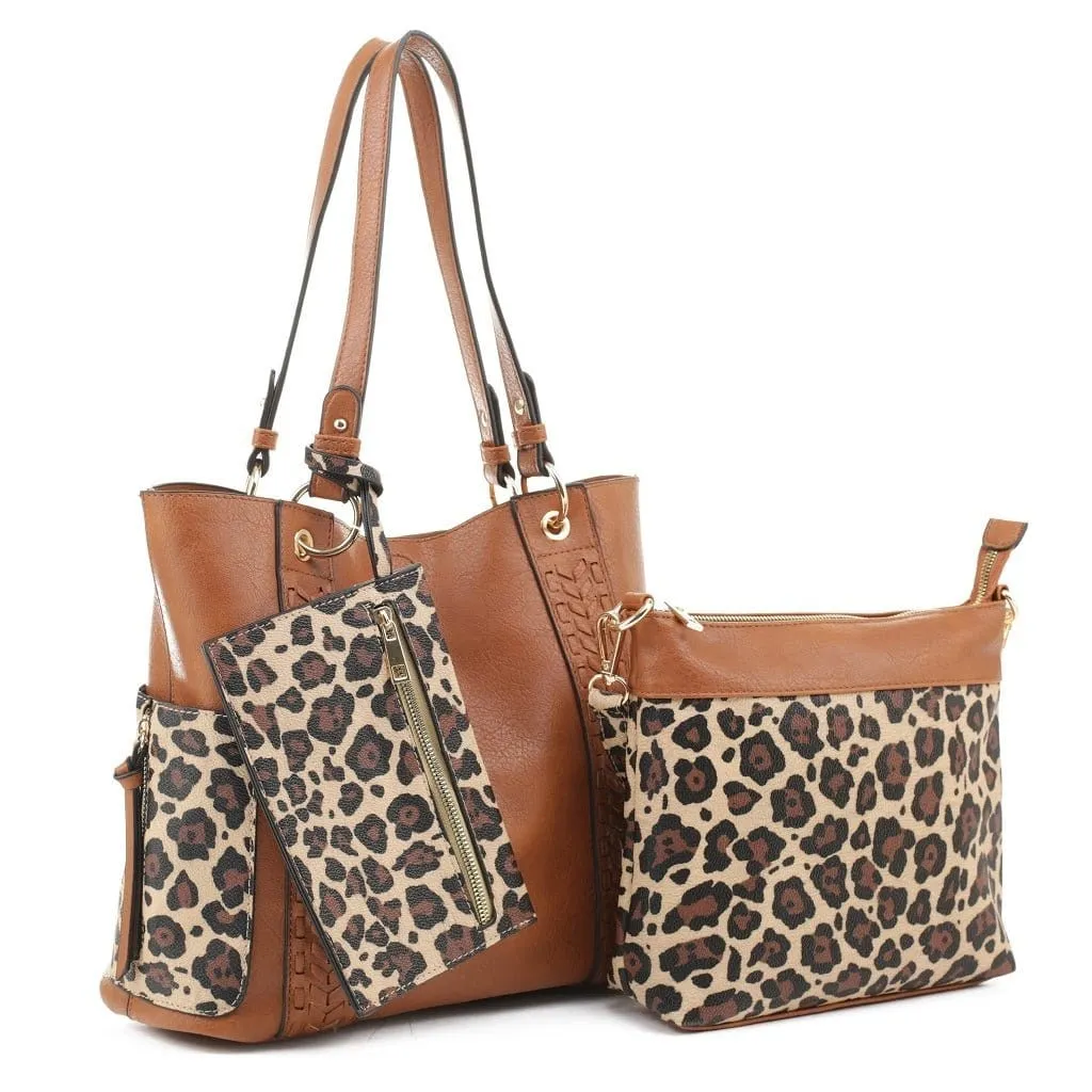 LF6414LT Cheetah Print 3-in-1 Shoulder Bag/Crossbody/Wallet