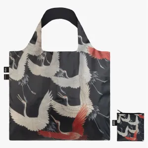 Loqi Tote Bag with Zip Pouch - Anonymous Furisode with a Myriad of Flying Cranes