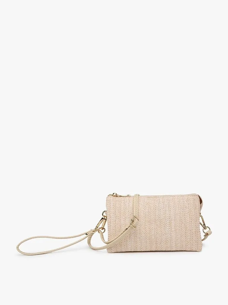 M013ST Riley Straw 3 Compartment Crossbody/Wristlet