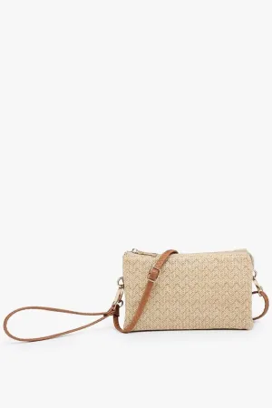 M013ST Riley Straw 3 Compartment Crossbody/Wristlet